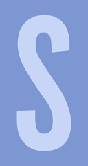Flat design uppercase letter S is floating on medium blue field, with transparent background