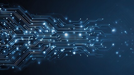 Futuristic Neon Circuit Overlay on Deep Navy Background