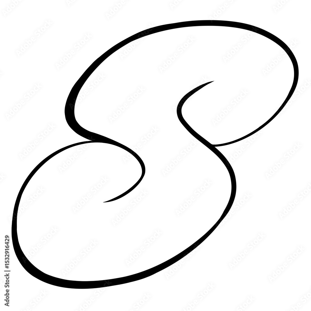 Poster abstract flat design swirl is flowing over transparent backdrop and showing hand-drawn s curve