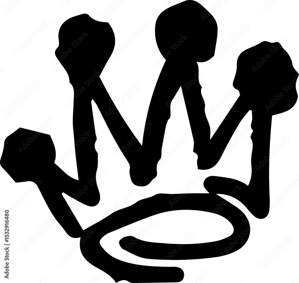 Poster abstract crown shape is floating in flat design on transparent background, showing uneven strokes