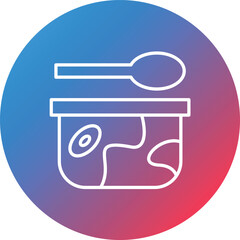 Wooden Tableware Line Gradient Circle Background Icon