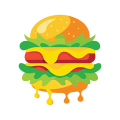 Abstract Cheese Burger Yellow Orange Green Red vector