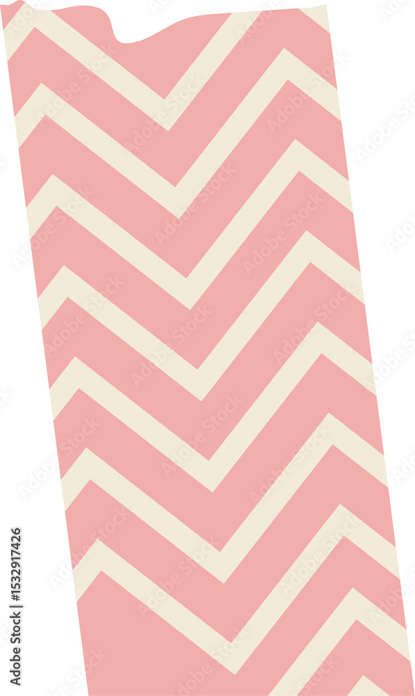 Aufkleber flat design abstract chevron panel is floating on transparent background, showing pink cream zigzag