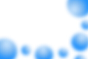 青色　ポップ 　グラデーション　ふわふわ　球体　フレーム　背景