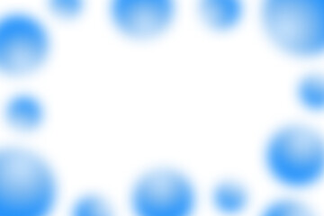 青色　ポップ 　グラデーション　ふわふわ　球体　フレーム　背景