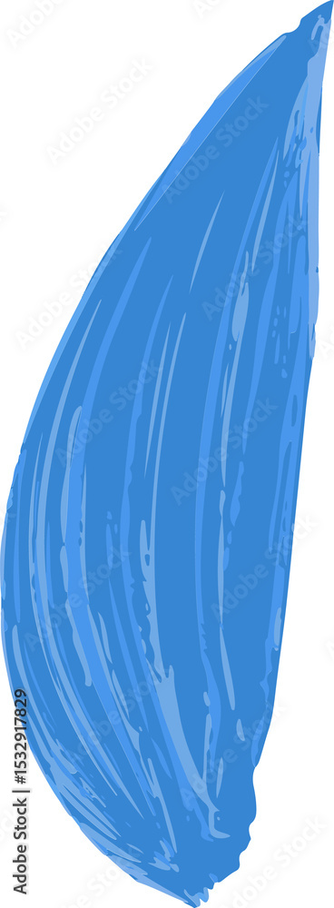 Poster flat design blue brush stroke showing irregular edges and streaks on transparent background