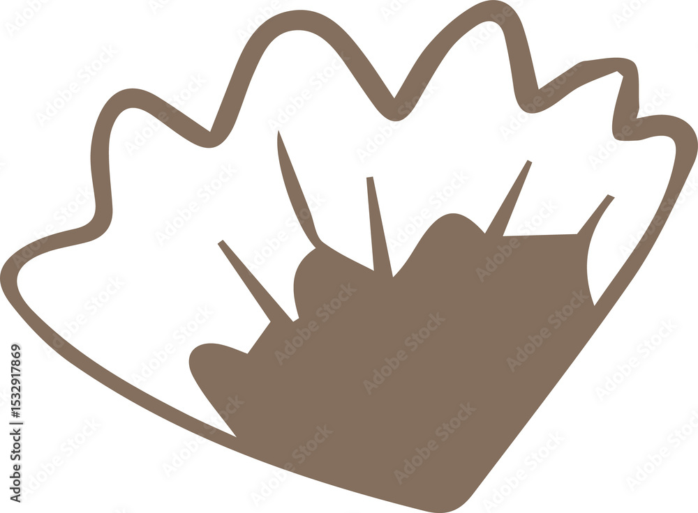 Aufkleber abstract brown shape is floating in flat design with jagged wavy edges, transparent background