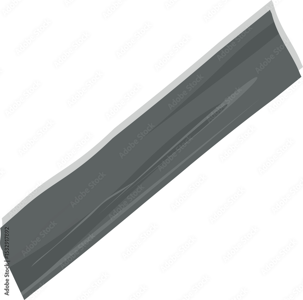 Poster flat abstract ribbon-like shape floating on transparent backdrop, showing jagged textured contour