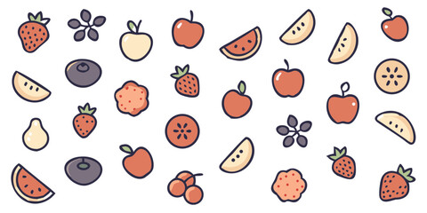 seamless fruit pattern with colorful flat cartoon