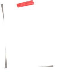 Two white Polaroid frames are overlapping with red tape in flat art, clear backdrop, copy space