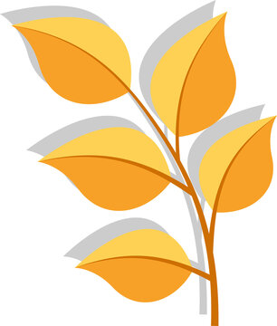 Fototapeta Vector art is featuring stylized plant branch with five two-tone leaves on transparent background