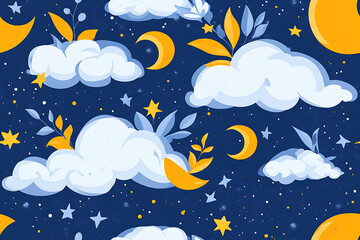 sun rise in the sky seamless pattern background vector