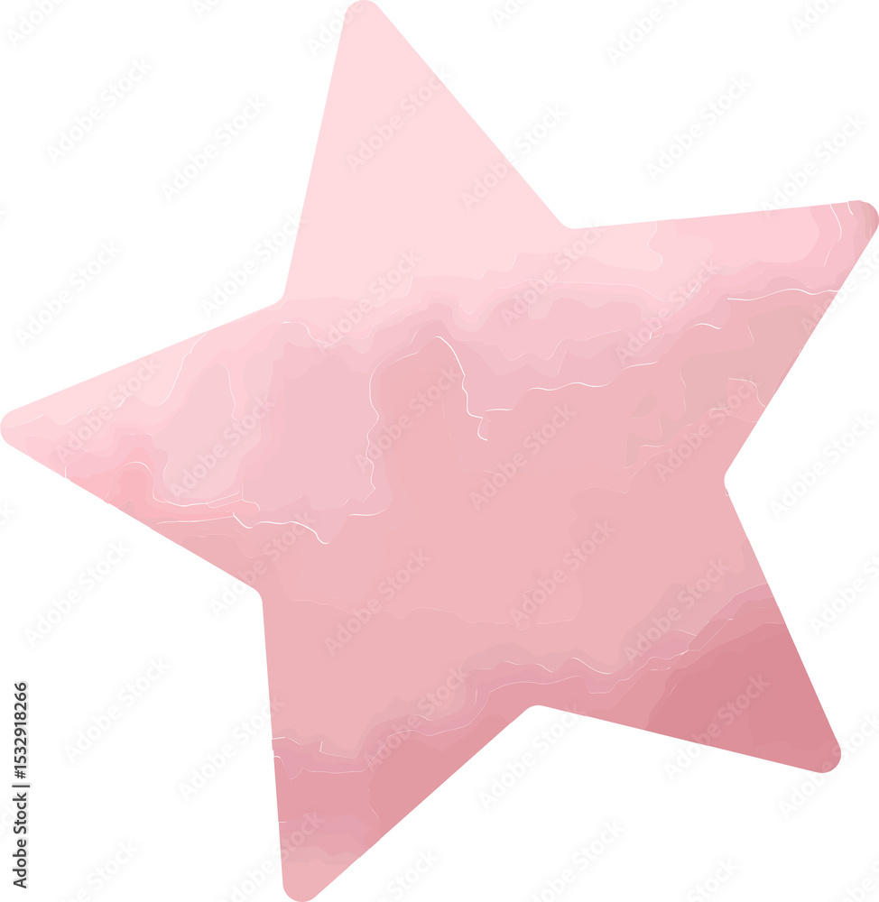 Poster pastel pink star is floating on transparent background in flat design, featuring gradient texture