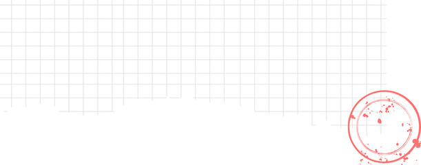 Flat torn graph paper sheet is showing jagged edge with red stamp imprint on transparent background