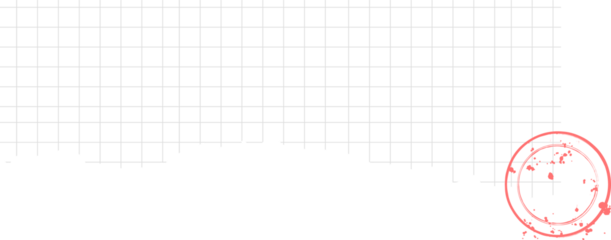 Flat torn graph paper sheet is showing jagged edge with red stamp imprint on transparent background