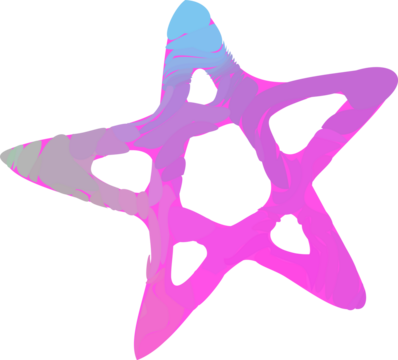 Flat abstract star-like form is floating with pastel gradient strokes on transparent background - Powered by Adobe