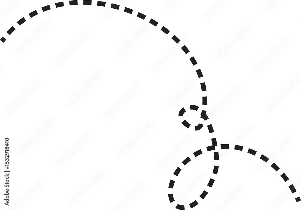 Poster stylized dashed curve graphic is looping in flat design on transparent background, copy space