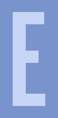 Block-style uppercase E is being shown in flat design with light blue fill, transparent background