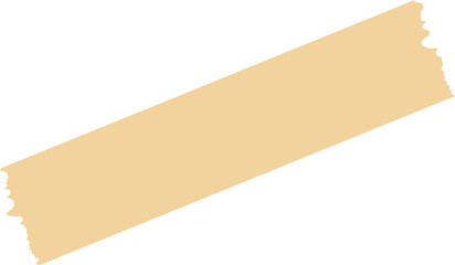 Single diagonal amber tape strip in flat design floating on clear background showing torn edges