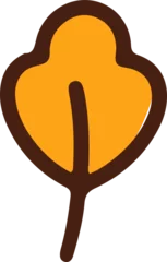 Fotobehang Flat design orange leaf icon is floating on transparent background with dark brown outline and vein © vectorfusionart