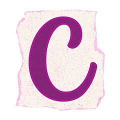 Stylized letter C graphic is being shown on torn speckled paper square, with transparent background