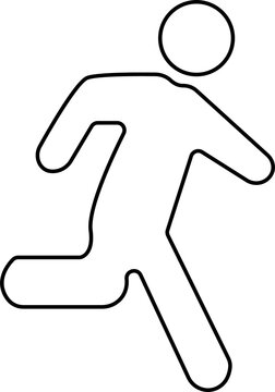 Fototapeta Vector line art is showing running figure with rounded head and limbs on transparent background