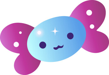 Cartoon-style candy is floating on transparent background, showing gradient wrappers and sparkle