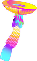 Vector art is showing neon gradient vessel on transparent background with drips and dotted handle