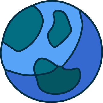 Naklejki Stylized planet Earth is being shown in flat vector art with continents, transparent background