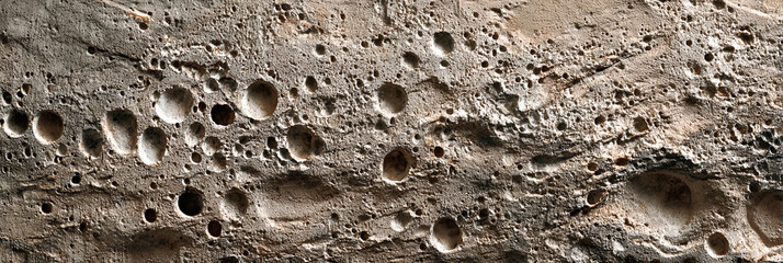 Textured clay surface with micro craters and rain droplets