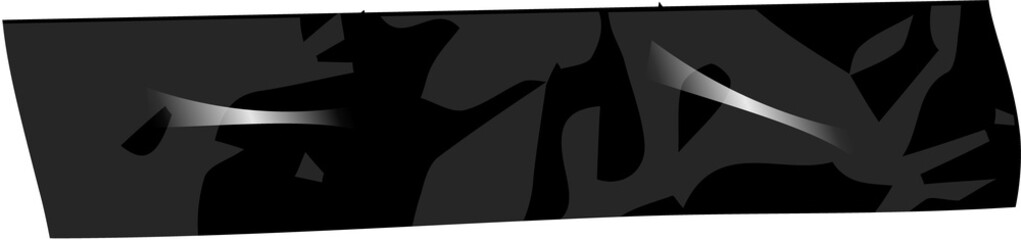 Abstract jagged strip floating across transparent plane, showing reflective grey highlights