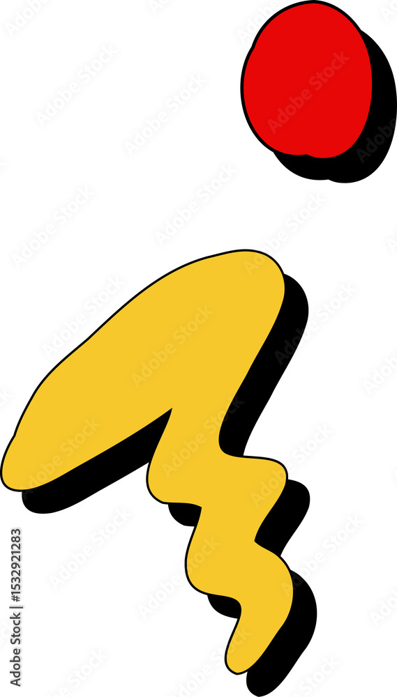 Aufkleber flat design is featuring red circle floating over yellow organic shape on transparent background