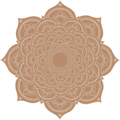 Radiating concentric petals featuring floral motifs, dotted filigree on transparent background