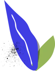 Fotobehang Flat design showing blue ribbon rising and green leaf with ink splatter on transparent background © vectorfusionart