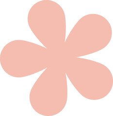 Pastel peach six-petaled flower is floating on transparent background in flat design