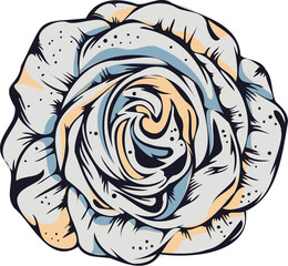 Naklejka premium Stylized rose graphic is featuring swirling petals in cartoon flat design on transparent background