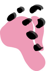 Flat design is showing two overlapping pink blobs scattering black ovals on transparent background