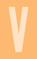 Minimalist graphic is showing pale cream letter V on peach block with transparent background © vectorfusionart