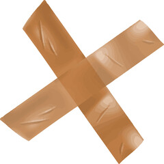 Two adhesive bandage strips are forming X shape in flat design illustration, transparent background