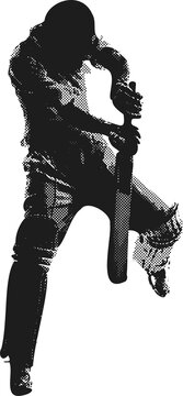 Fototapeta Person is swinging bat in flat silhouette design, dynamic batting stance, transparent background