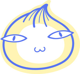 Abstract flat design ring face is floating on transparent background showing almond eyes, cat mouth