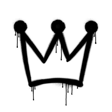 Black graffiti-style crown is appearing on transparent background showing drips and rough edges