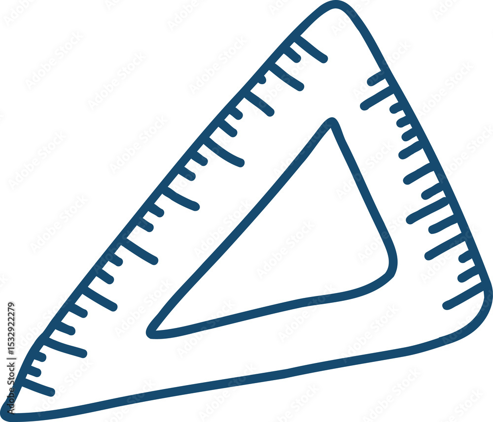 Aufkleber triangular ruler is being shown in flat design, with transparent background and graduated markings