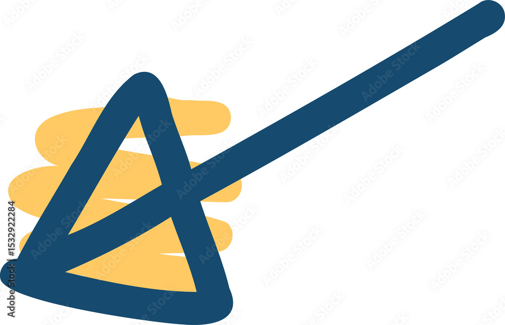 Poster abstract geometry is forming vector art with yellow loops and blue scribble on transparent backdrop