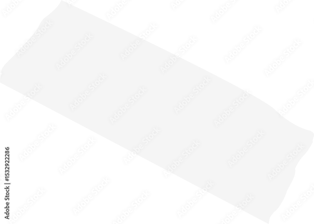 Poster white banner shape is floating diagonally in flat design on transparent background, copy space