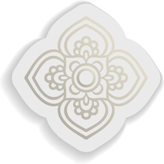 symmetrical floral mandala graphic is floating on transparent background with subtle drop shadow