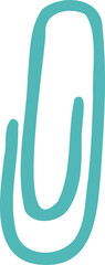 Abstract teal double-looped form is flowing over transparent background in minimalist flat design
