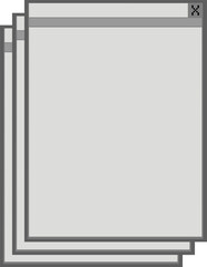 Stack of blank windows is being shown in flat design with close X button, background transparent