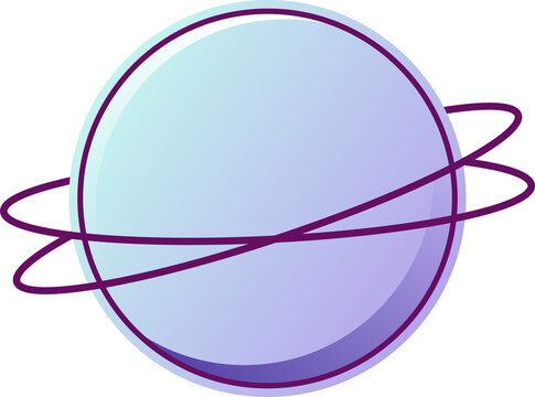Naklejki Planet-like sphere is floating with two orbiting rings in gradient design on transparent background