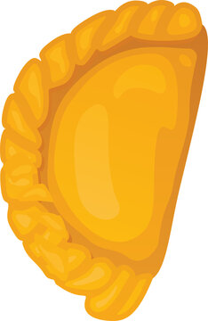Naklejki 3D golden pastry turnover is glowing with crimped edges and shading on transparent background